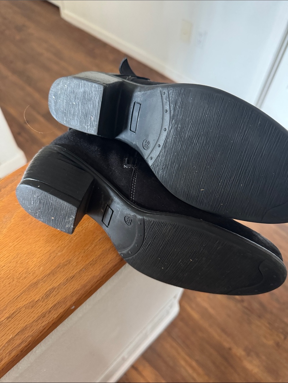 Women's Black suede Ankle Booties with Buckle Strap - Picture 7 of 7